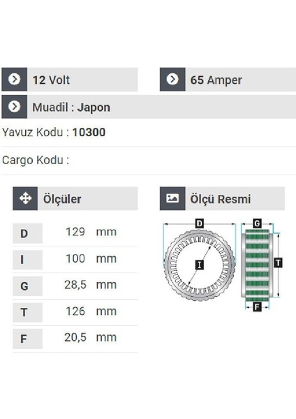151812 Alternatör Statör L-300 H-100 Vakumlu Dinamo ALT-572