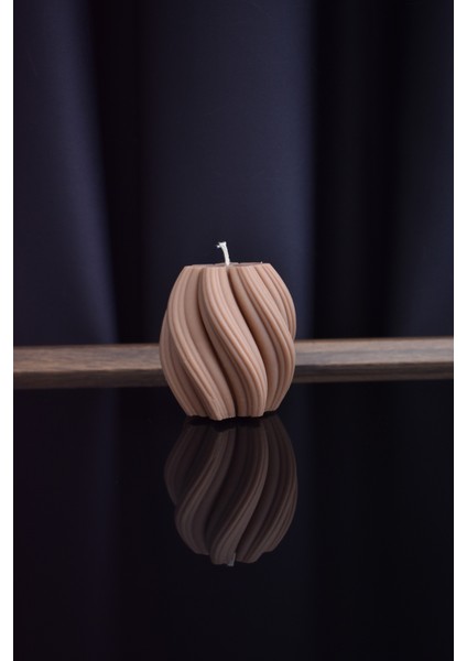 Dekoratif Dalgalı Burgu Mum 300ml Kokusuz Açık Kahverengi Renkli-%100 Doğal Soya Wax ve Balmumu