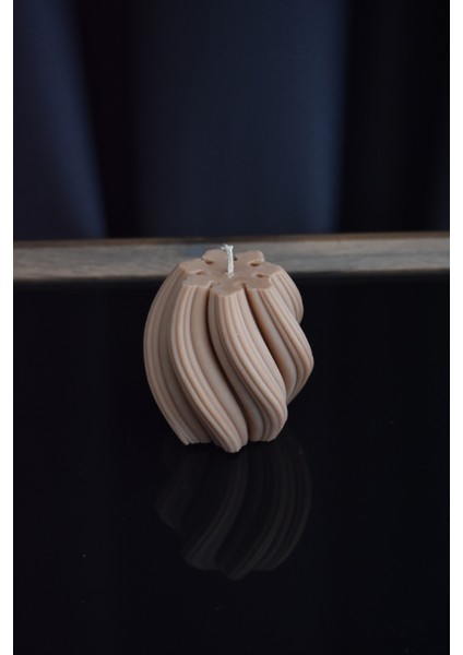 Dekoratif Dalgalı Burgu Mum 300ml Kokusuz Açık Kahverengi Renkli-%100 Doğal Soya Wax ve Balmumu fiyatları