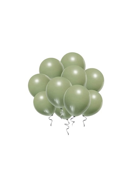 10 adet Küf yeşili Kaliteli Mat Pastel Balon