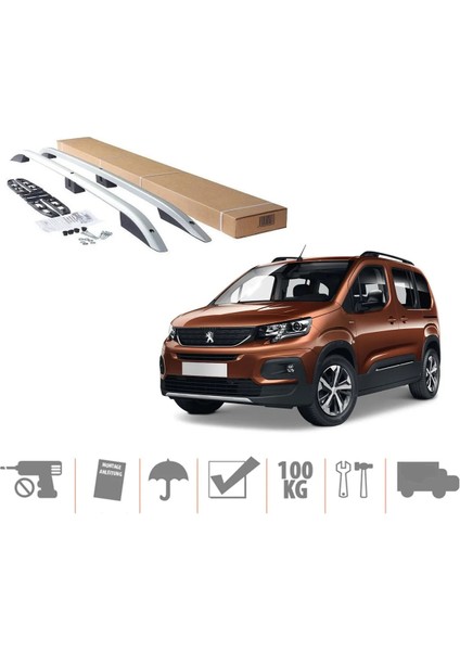 Peugeot Rifter Kısa Şasi 2019 2020 2021 2022 2023 Tavan Çıtası Port Bagaj