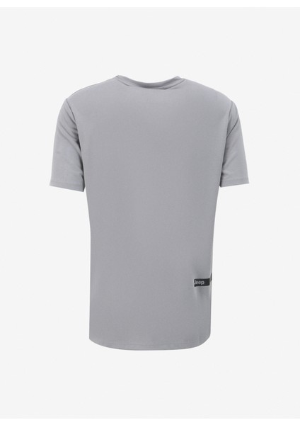 Gri Erkek Bisiklet Yaka Relaxed Baskılı T-Shirt C4SM-TST4609