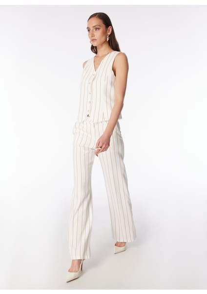 Yüksek Bel Normal Bej Kadın Pantolon SPBF4SL-PNT5054