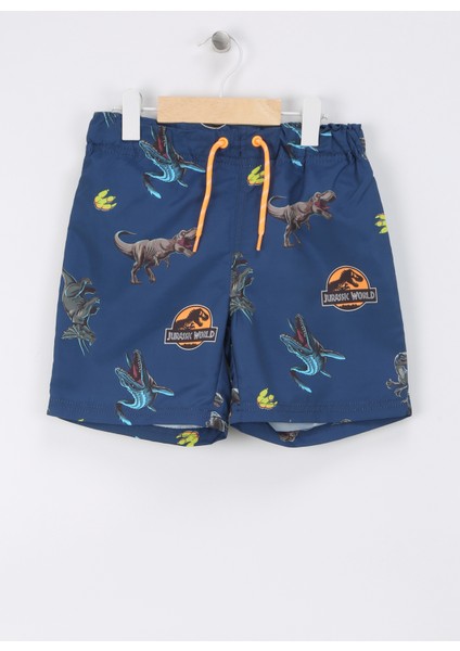 Koyu Mavi Erkek Şort Mayo Nkmmelvın Jurassıc Swımshorts Sky