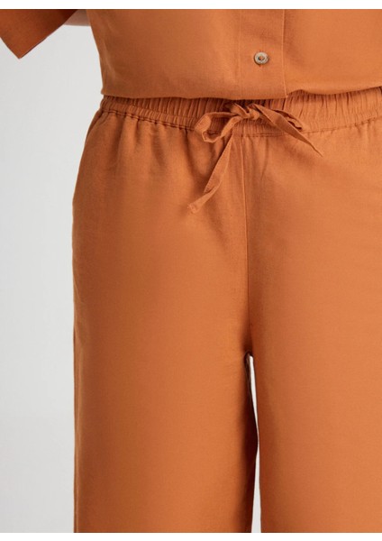 Normal Bel Geniş Fit Kahve Kadın Pantolon W241596220-LOOSE Pantolon