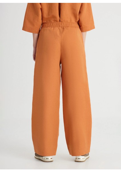 Normal Bel Geniş Fit Kahve Kadın Pantolon W241596220-LOOSE Pantolon