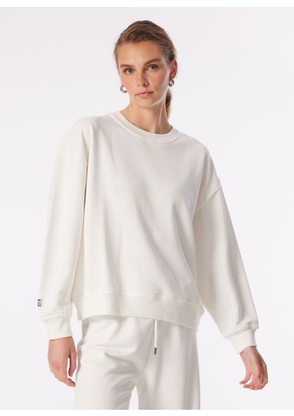 Bisiklet Yaka Bej Kadın Sweatshırt DT10746 fırsatları