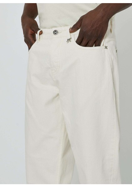 Normal Bel Normal Paça Normal Kırık Beyaz Erkek Denim Pantolon UMP24037JE fırsatları