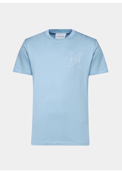 Bisiklet Yaka Mavi Erkek T-Shirt UMP24031TS