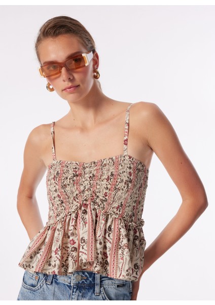 Kalp Yaka Sarı Kadın Bluz W241605500-KOLSUZ Bluz