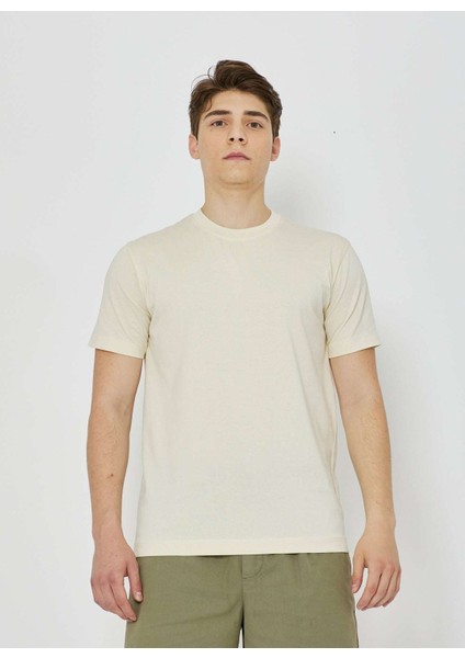 Bisiklet Yaka Kırık Beyaz Erkek T-Shirt UMP24013TS
