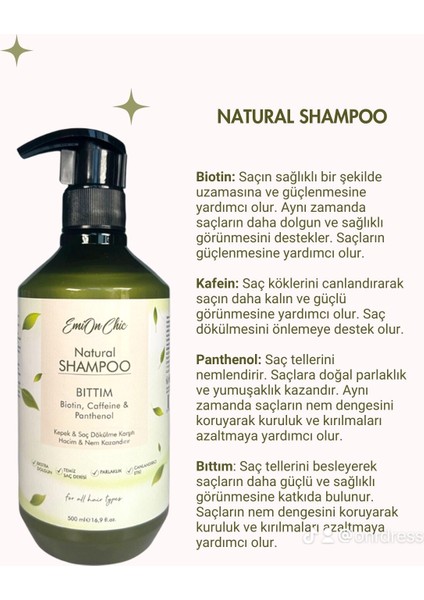 Saç Dökülmesine Karşı Doğal Bıttım & Biotin Şampuanı 500 Ml