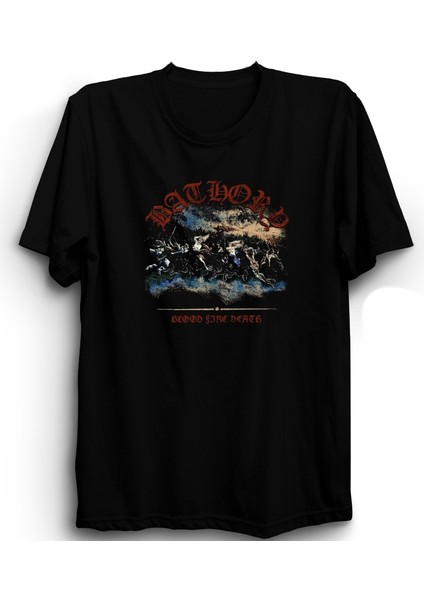 Bathory, Blood Fire Death, Rock Metal Müzik Grubu Baskılı, %100 Pamuk Tişört
