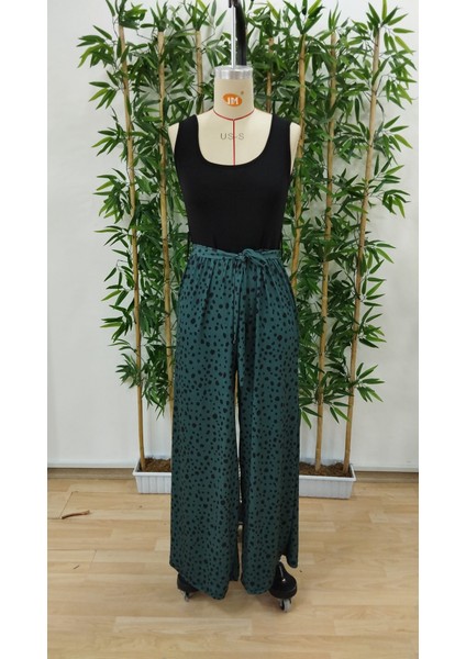 Kadın Askılı Kare Yaka Üstü Düz Altı Desenli Bol Paça Sandy Tulum indirimleri