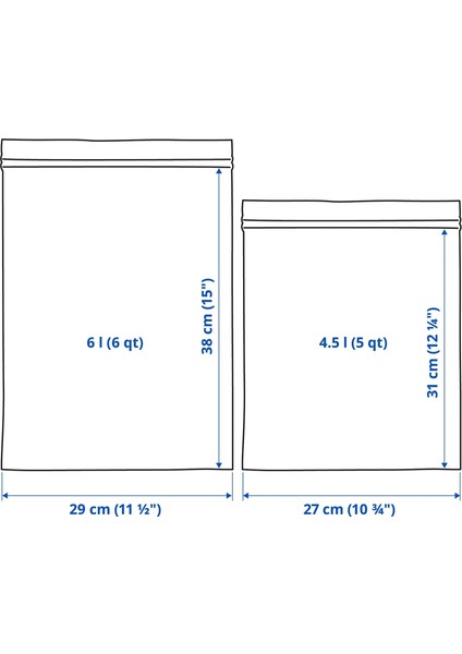 Ikea Kilitlenebilir Buzdolabı Poşeti, Yeşil, 6 Lt ve 4,5 Lt, 30 Adet