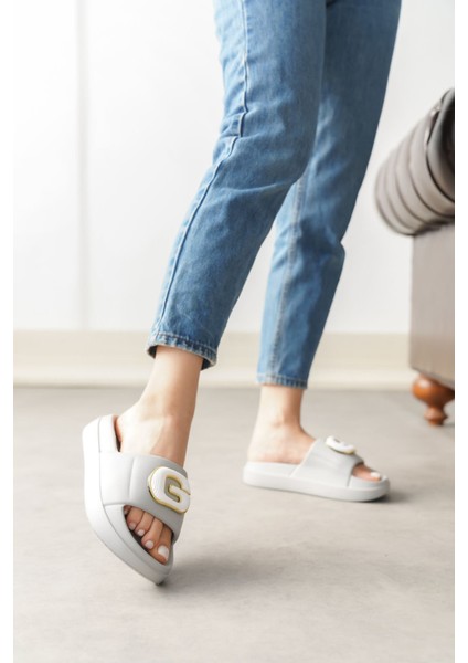 Kadın Kibola Tokalı Terlik - Gri fiyatları