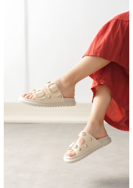 Kadın Ecole Tokalı Terlik - Ten Deri indirimleri