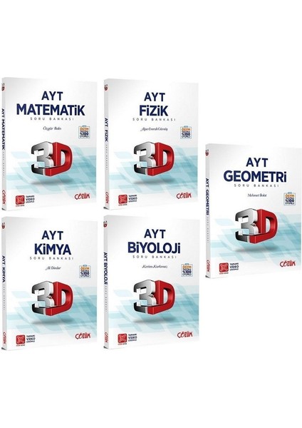 AYT Matematik Soru Bankası - AYT Fizik Soru Bankası - AYT Biyoloji Soru Bankası 5'li Set