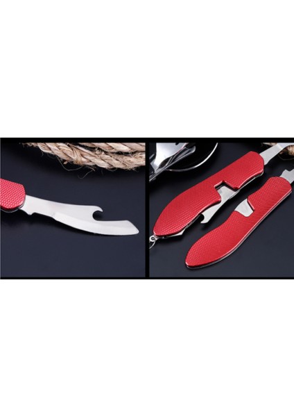 1 Adet Taşınabilir Çok Aracı Çatal Multitool Sofra Takımı Gereçleri Şişe Can Açacağı Fold Spork Çatal Sofra Piknik Kamp Kaşık Bıçak | Çatallar (Kırmızı) (Yurt Dışından)