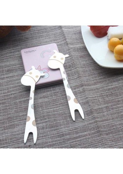 2 Adet Zürafa Şekli Meyve Çatal Mutfak Gadgets Gıda Tipi Salata Tatlı Çatallar Snack Kürdan Paslanmaz Çelik Karikatür Sofra Takımları | Çatallar (Yurt Dışından)