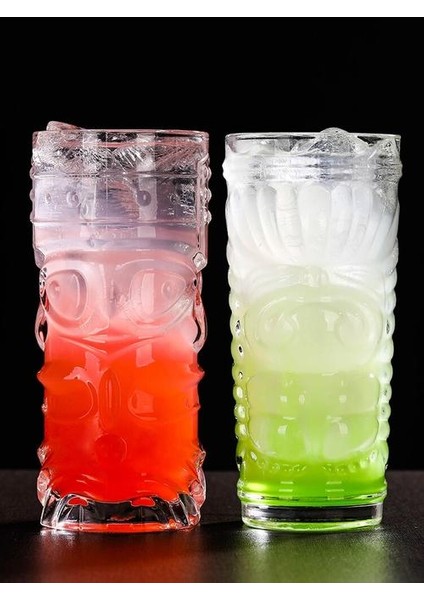 400 ml Yaratıcı Suyu Fincan Cam Kalınlaşmış Tiki Kokteyl Kupası Yüzey Kişiselleştirilmiş Meyve Çay Bardağı Soğuk Içecek Kupası Içecek Şarap Cam | Bira Steins (Yurt Dışından)