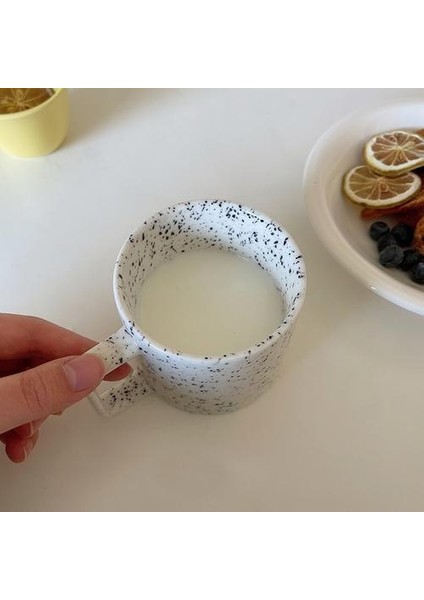 Yaratıcı Nordic Kupa Ins Kare Handgrip Bardaklar Seramik Kupalar Kahve Kupa Süt Çay Bardağı Drinkware | Kupalar (Siyah) (Yurt Dışından)