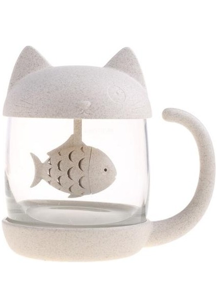 Kedi Cam Bardak Çay Kupa Balık Çay ile Demlik Süzgeç Filtre, Kedi ve Maymun Severler Için Mükemmel Doğum Günü Hediyesi | Çay Demleyicileri (Yurt Dışından)