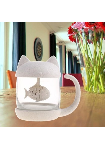 Kedi Cam Bardak Çay Kupa Balık Çay ile Demlik Süzgeç Filtre, Kedi ve Maymun Severler Için Mükemmel Doğum Günü Hediyesi | Çay Demleyicileri (Yurt Dışından)
