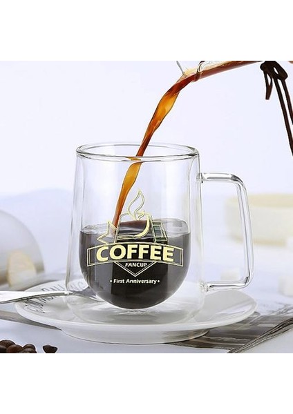 1 Adet Moda Yüksek Kalite 300 ml Çift Duvar Kupa Ofis Kupalar Isı Yalıtım Çift Kahve Kupa Kahve Fincanı Drinkware | Kupalar (Beyaz) (Yurt Dışından)