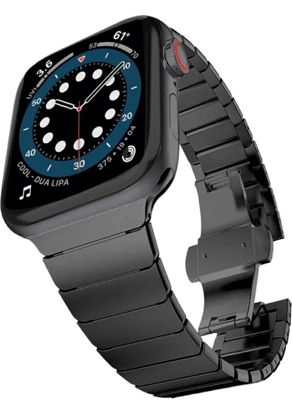 Apple Watch Baklalı Balık Paslanmaz Çelik Kordon (42mm / 44mm / 45mm / 49mm /SE/Ultra Uyumlu) Siyah