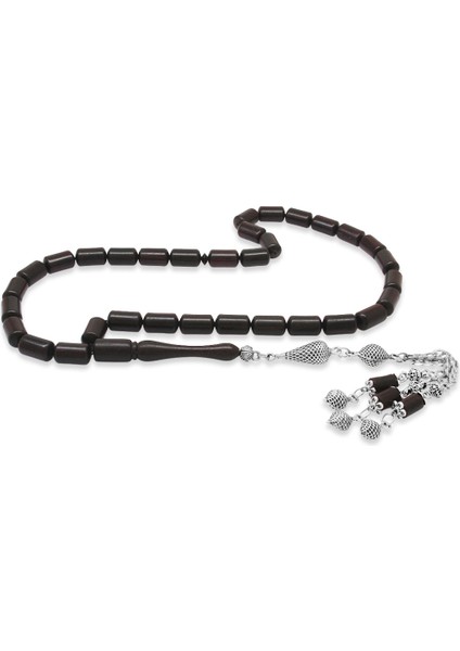 Telkari Tasarım Gurmet Zincirli Kararmaz Metal Püsküllü Kapsül Kesim Abanoz Ağacı Tesbih