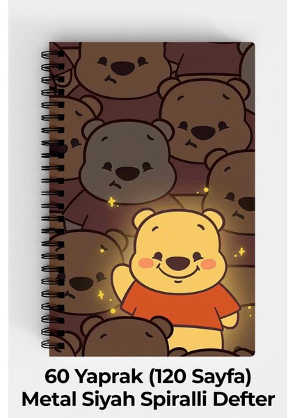 Anime Marketi Winnie The Pooh Tasarımlı A5 Spiralli Sert Kapak Defter 120 Yaprak