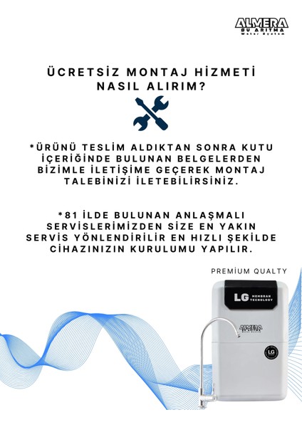 LG CHEM Premium Pompalı Su Arıtma Cihazı Ph Alkali Ekstra Mineralli Çelik Tanklı  + Yedek Filtre Set