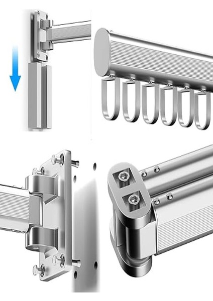 Çamaşırlık ,Lüks Çamaşırlık , Elbise Kurutma Askısı, Katlanabilir Balkon, Çamaşırhane, Banyo Alüminyum Çubuk 360° Dönen,