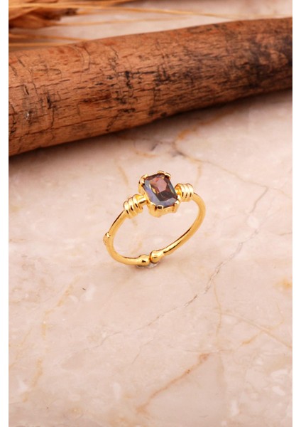 Topaz Altın Yaldızlı Gümüş Baget Yüzük 5774 fiyatları