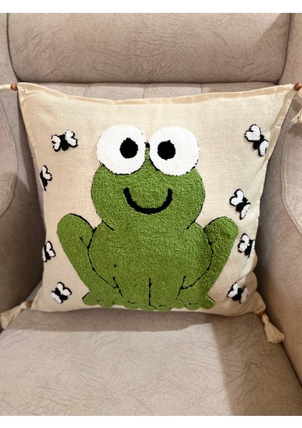 Punch Işleme Kırlent Kılıf,yeşil Kurbağa Desen 43 x 43CM fiyatları