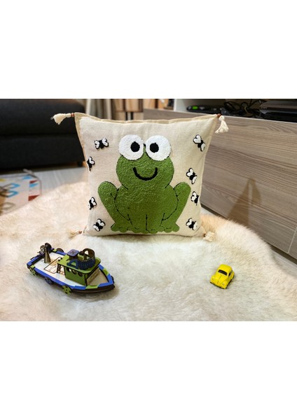 Punch Işleme Kırlent Kılıf,yeşil Kurbağa Desen 43 x 43CM modelleri