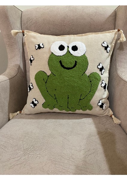 Punch Işleme Kırlent Kılıf,yeşil Kurbağa Desen 43 x 43CM fırsatları