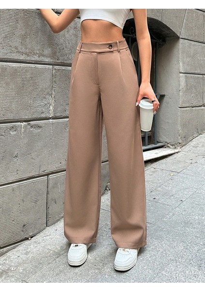 Kadın Kemer Detaylı Bol Paça Pantolon PANT7316