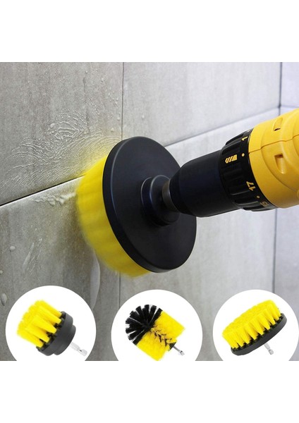 3'lü Set Matkap Ucuna Takılan Banyo Küvet Duşakabin Oto Koltuk Lastik Yıkama Temizleme Fırçası fiyatları