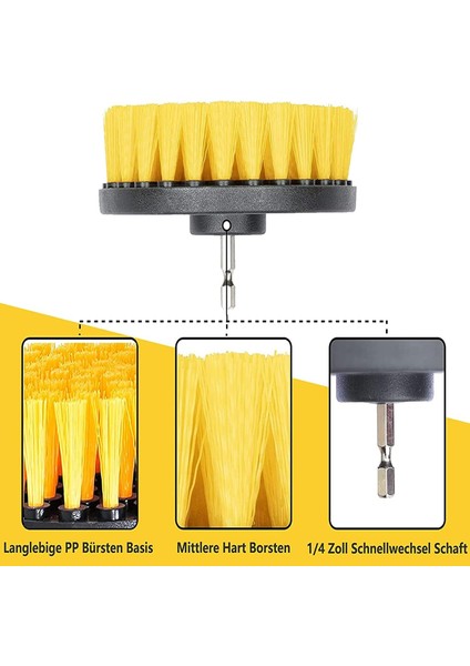 3'lü Set Matkap Ucuna Takılan Banyo Küvet Duşakabin Oto Koltuk Lastik Yıkama Temizleme Fırçası modelleri