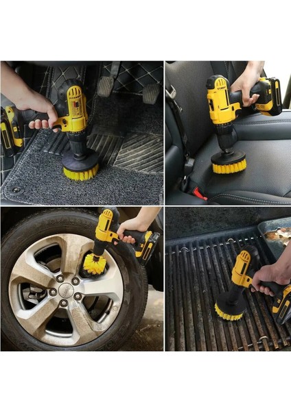 3'lü Set Matkap Ucuna Takılan Banyo Küvet Duşakabin Oto Koltuk Lastik Yıkama Temizleme Fırçası fırsatları