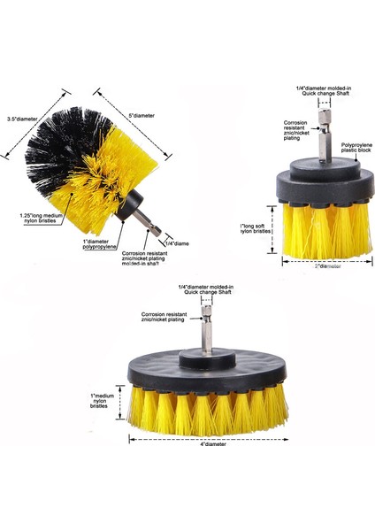 3'lü Set Matkap Ucuna Takılan Banyo Küvet Duşakabin Oto Koltuk Lastik Yıkama Temizleme Fırçası indirimleri