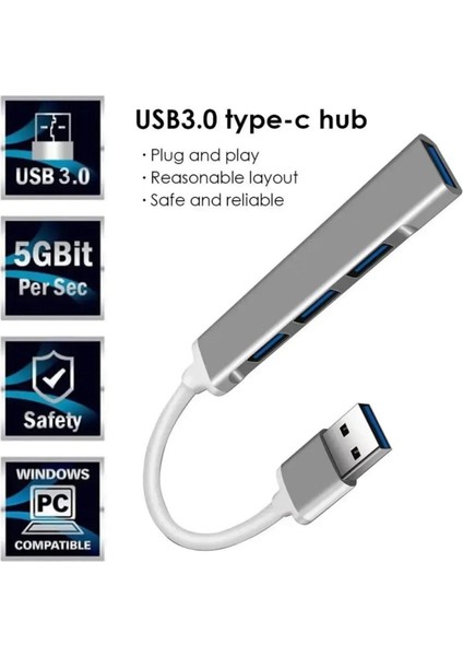 Milena Life USB 3.0 2.0 4 Portlu Çoklu Splitter Adaptörü Çoğaltıcı Hub Pc Çoklayıcı