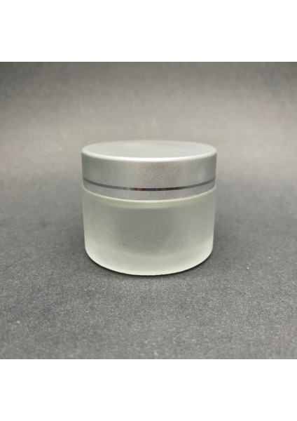 50 cc Buzlu Cam Krem Kavanoz - Gümüş Kapaklı Iç Contalı - 50ML Buzlu Cam Krem Kavanoz x 10 Adet