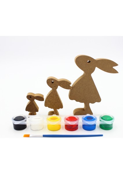 Ahşap Kıztavşan Figürü 3 Lü Takım 15CM 10CM 6cm Ahşap Boyama Ürünü.boyama Etkinliği.okul Öncesi