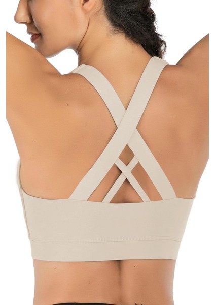Kadın Çarpraz Sırt Detaylı Criss Cross Kaplı Yoga Egzersiz Fitness Spor Sütyeni