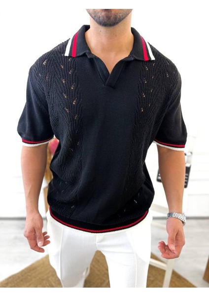 T-Shirt Nefes Alabilen Polo Yaka Terletmez Pamuklu Örme Tişört Oversize Triko Tshirt fiyatları