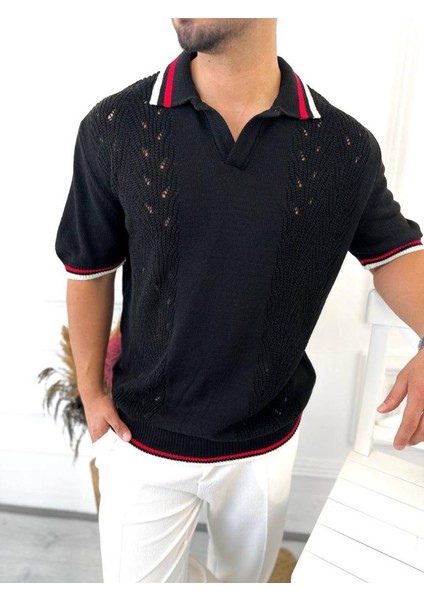 T-Shirt Nefes Alabilen Polo Yaka Terletmez Pamuklu Örme Tişört Oversize Triko Tshirt fırsatları