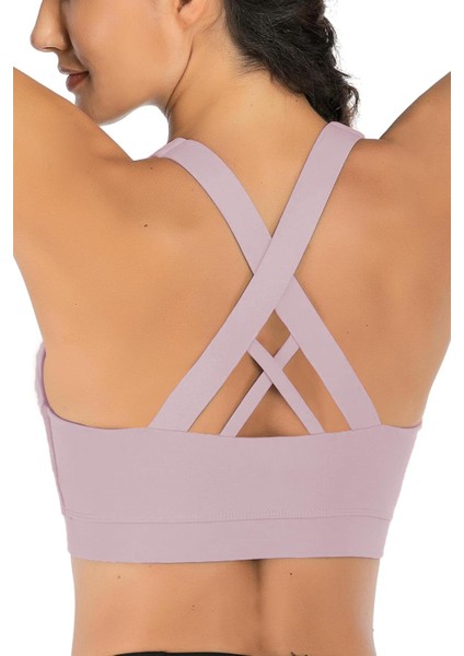 Kadın Çarpraz Sırt Detaylı Criss Cross Kaplı Yoga Egzersiz Fitness Spor Sütyeni